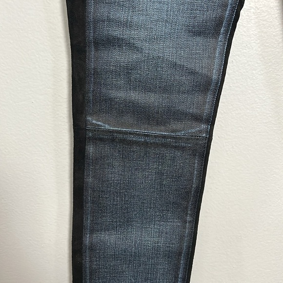 Rag & Bone Lamb Leather + Jean Combo Skinny Pant, Blue, Black, Size 28 - Picture 4 of 14